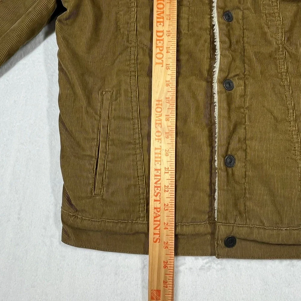 Levis Sherpa Lined Corduroy Trucker Jacket Mens Medium Tan Faux Fur Type 3 Coat